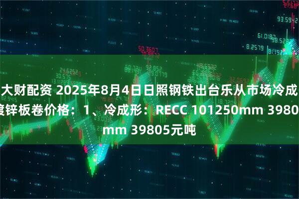 大财配资 2025年8月4日日照钢铁出台乐从市场冷成形、镀锌板卷价格：1、冷成形：RECC 101250mm 39805元吨